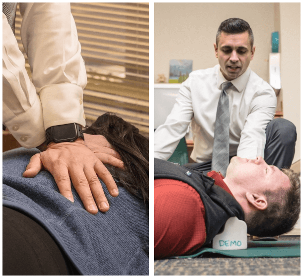 Campbell chiropractor adjusting patient