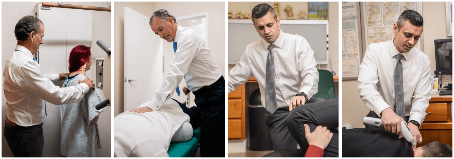 Collage of McMurray & Ellahie Chiropractic chiropractors working with patients