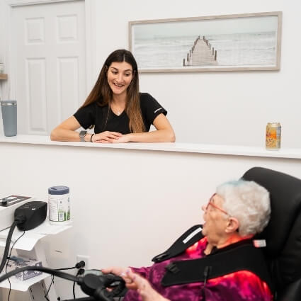 staff talking with patient