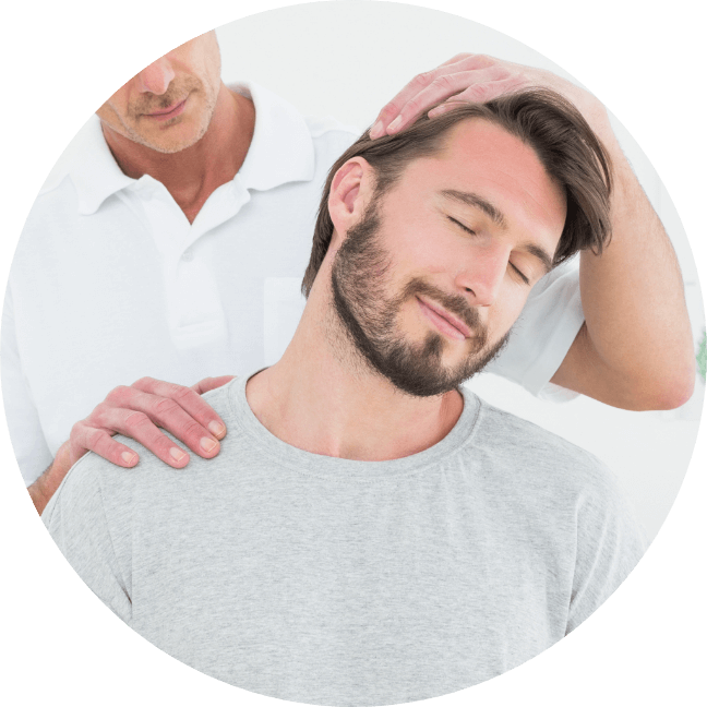 man having neck adjusted