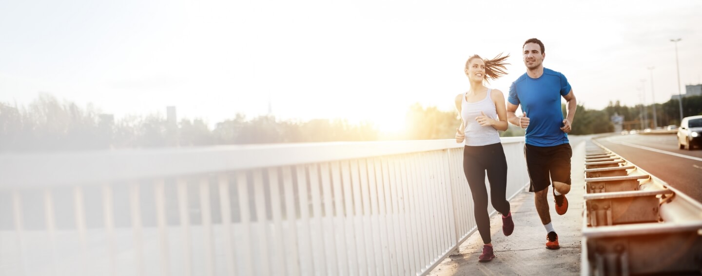 Man and woman jogging