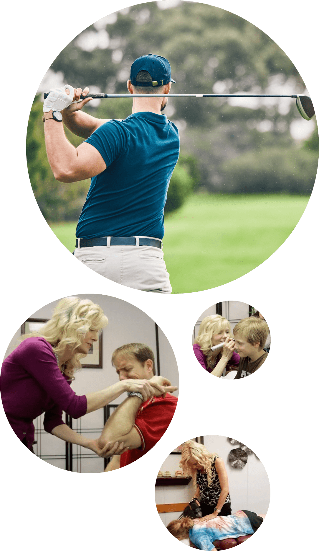 collage of Chiropractic Pain & Injury Center patients during care