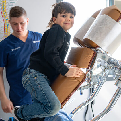child on adjusting table