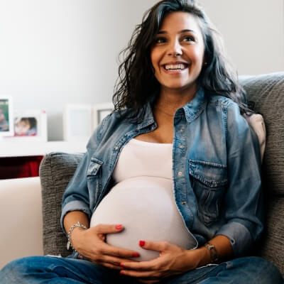 Pregnant woman smiling