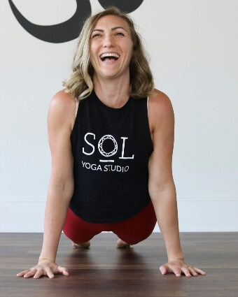 Dr. Vanessa practicing yoga technique