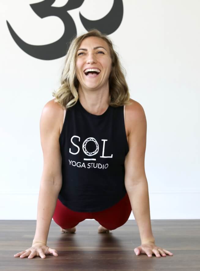 Dr. Vanessa Gale doing yoga