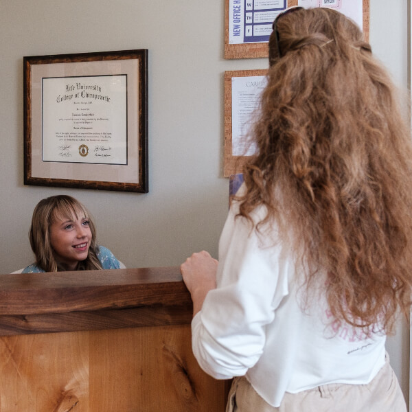 Marietta patient checking in at reception