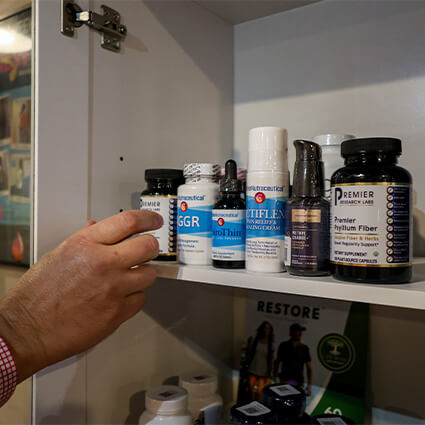 Supplements on shelf