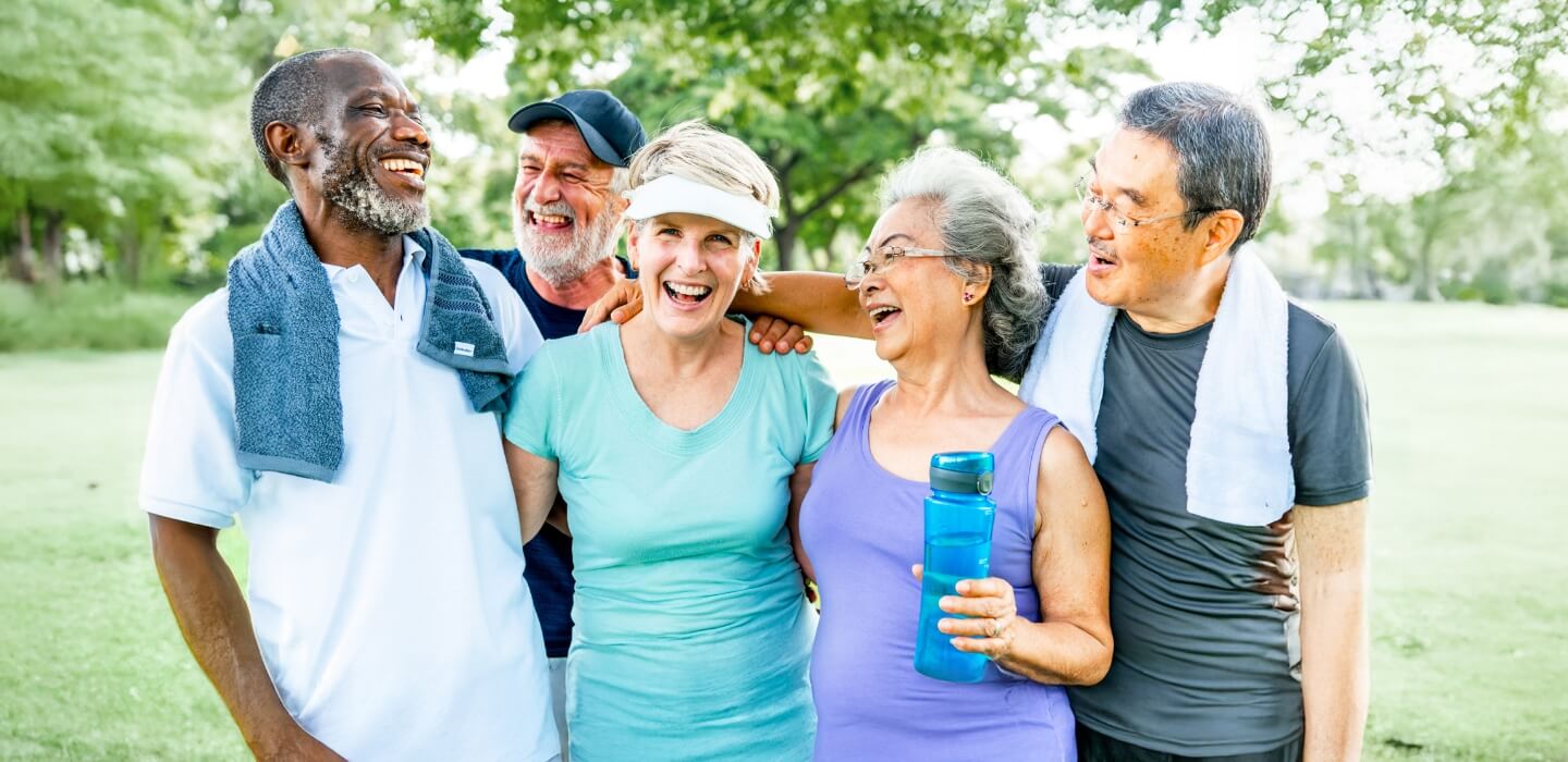 group of adults laughing