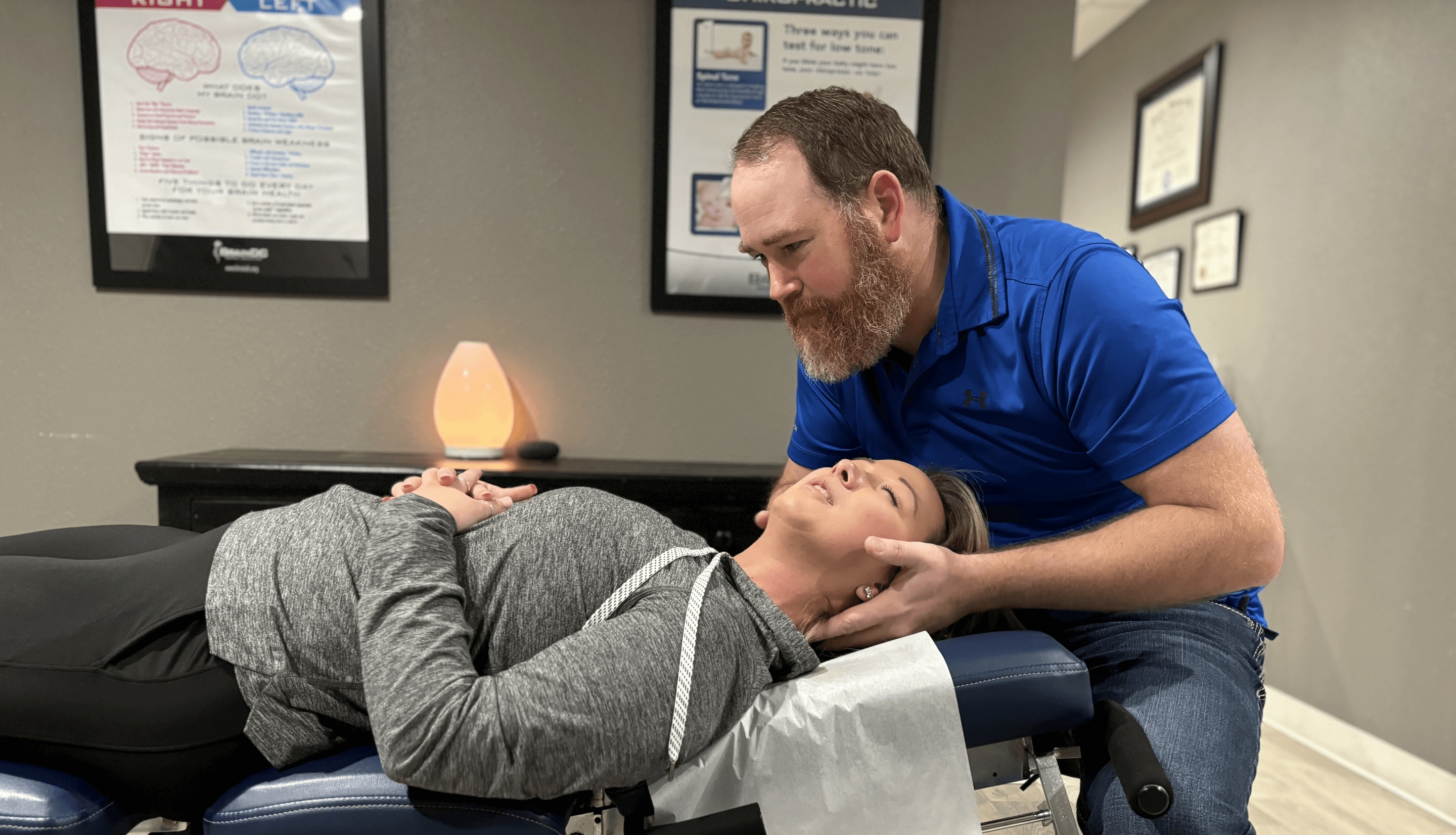 Burleson chiropractor Dr James adjusting patients neck