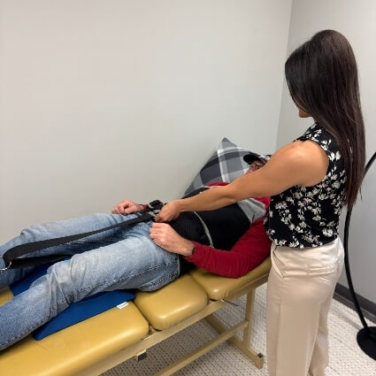 Dr Bland with patient on decompression table