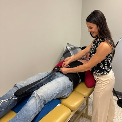 Dr Bland with patient on decompression table