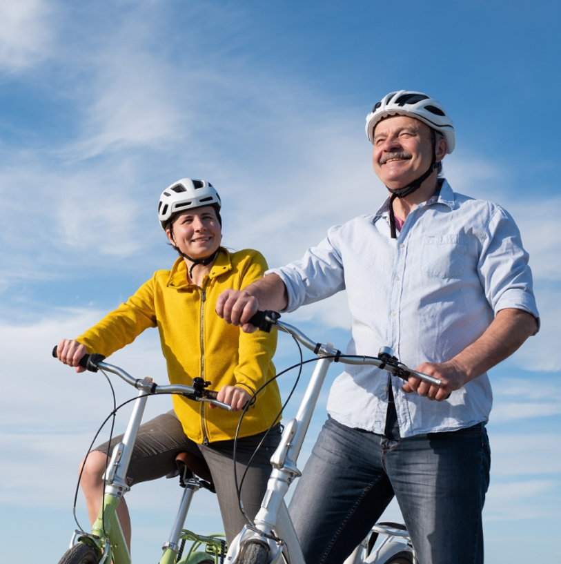 Couple riding bicycles