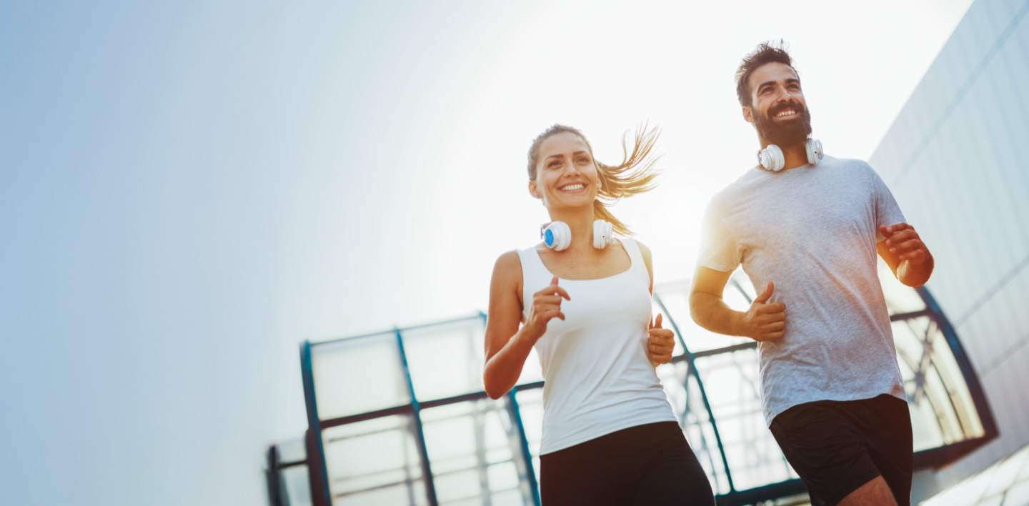 Man and woman jogging