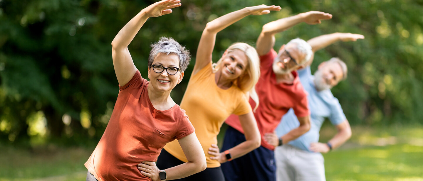 4 older adults working out