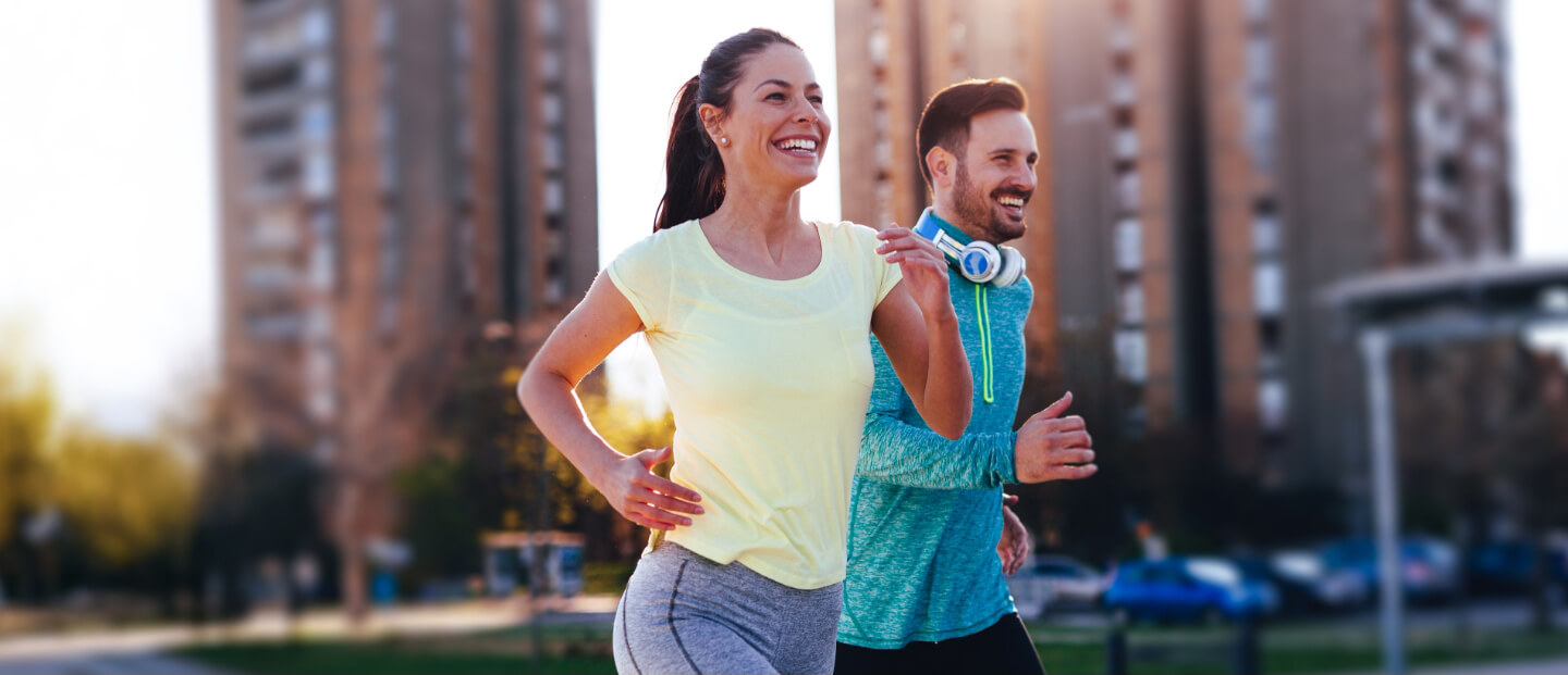 two people running outdoors