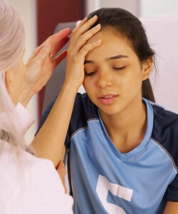 Young girl with head injury