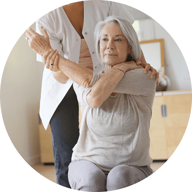 Lady arm stretching