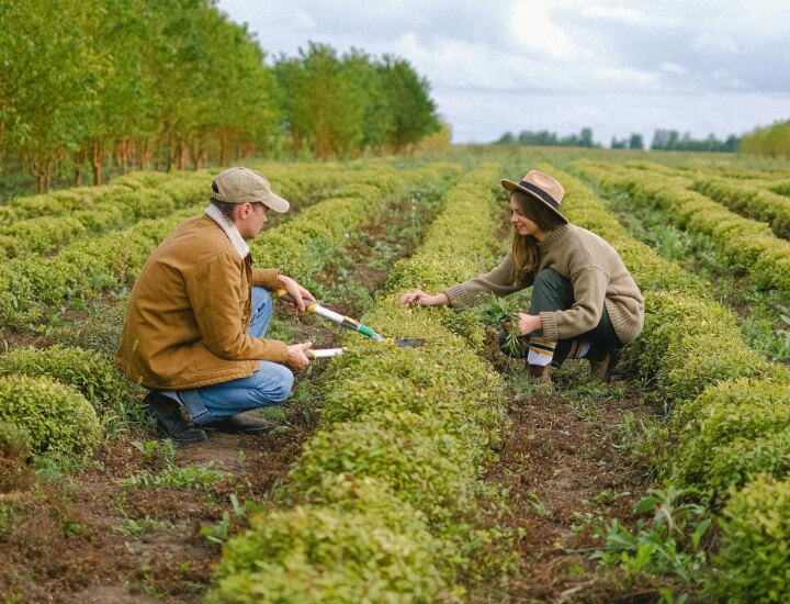 Man and woman working on a farm