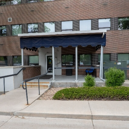 entrance from the parking lot