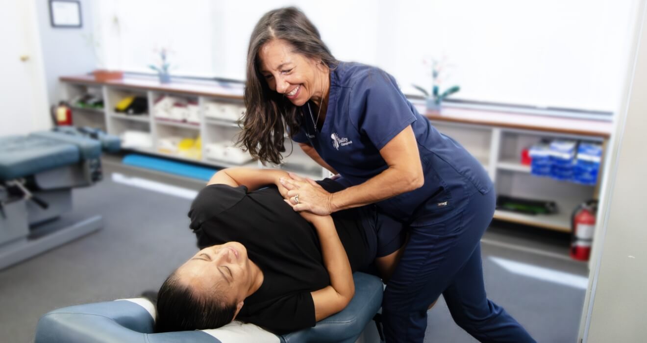 Falls Church patient receiving an adjustment at Quality Chiropractic