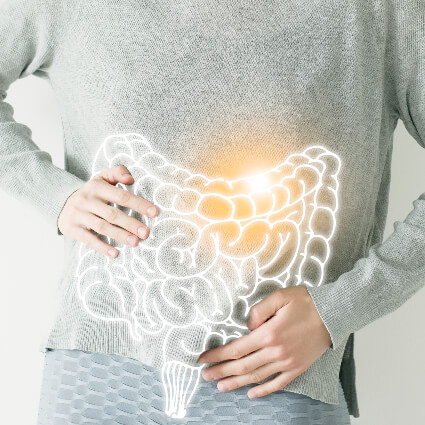 Graphic of stomach overlayed on woman