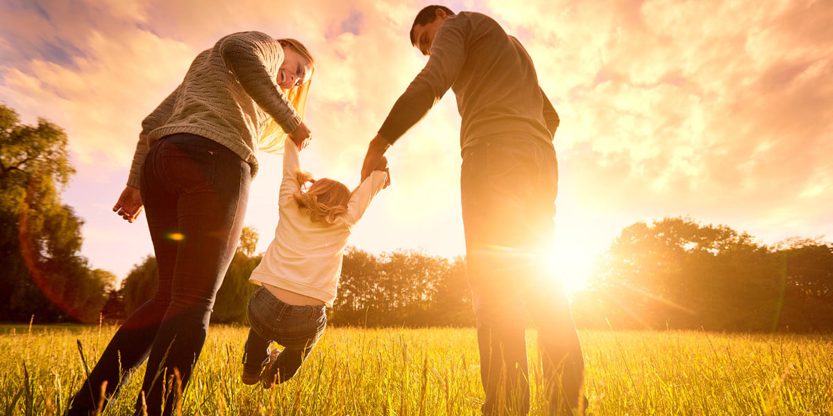 Family playing outside