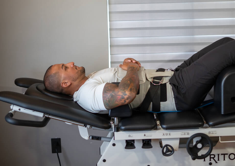 patient on spinal compression table