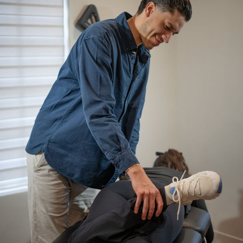 Stretching patient's leg