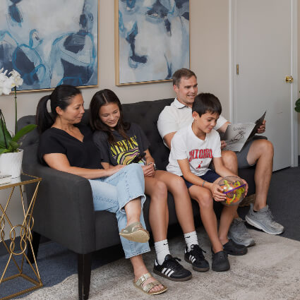 Family in reception area