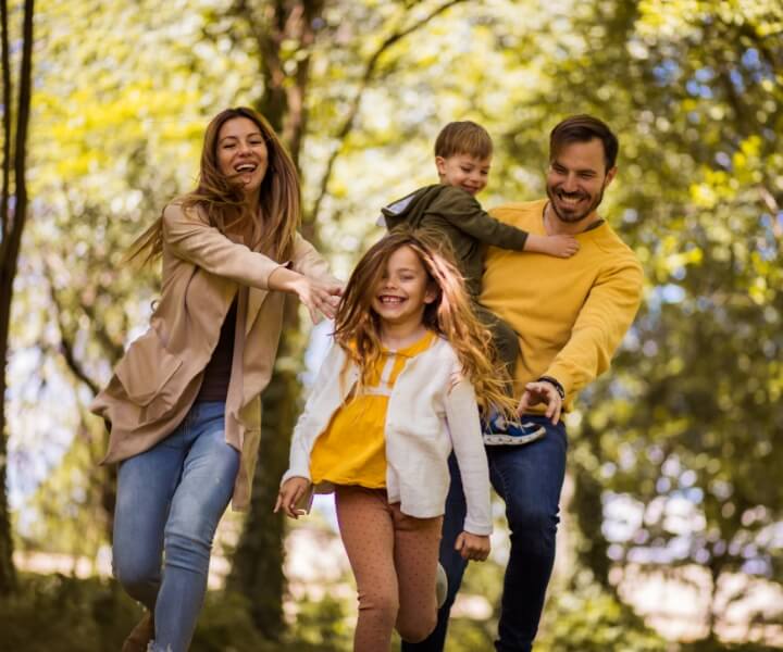 happy family outside