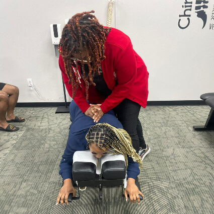Female patient back adjustment