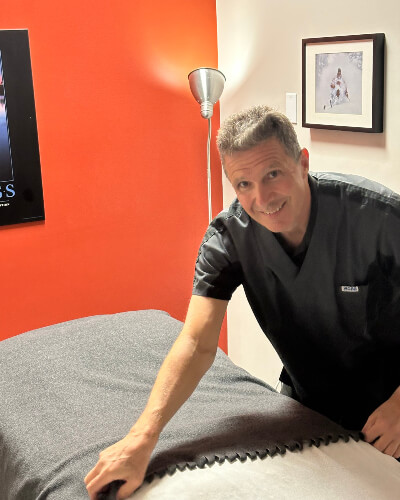Steve preparing massage bed