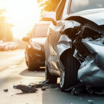 Damaged car after an accident