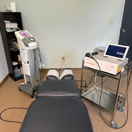 Shockwave Therapy treatment room at Chapel Hill Family Chiropractic
