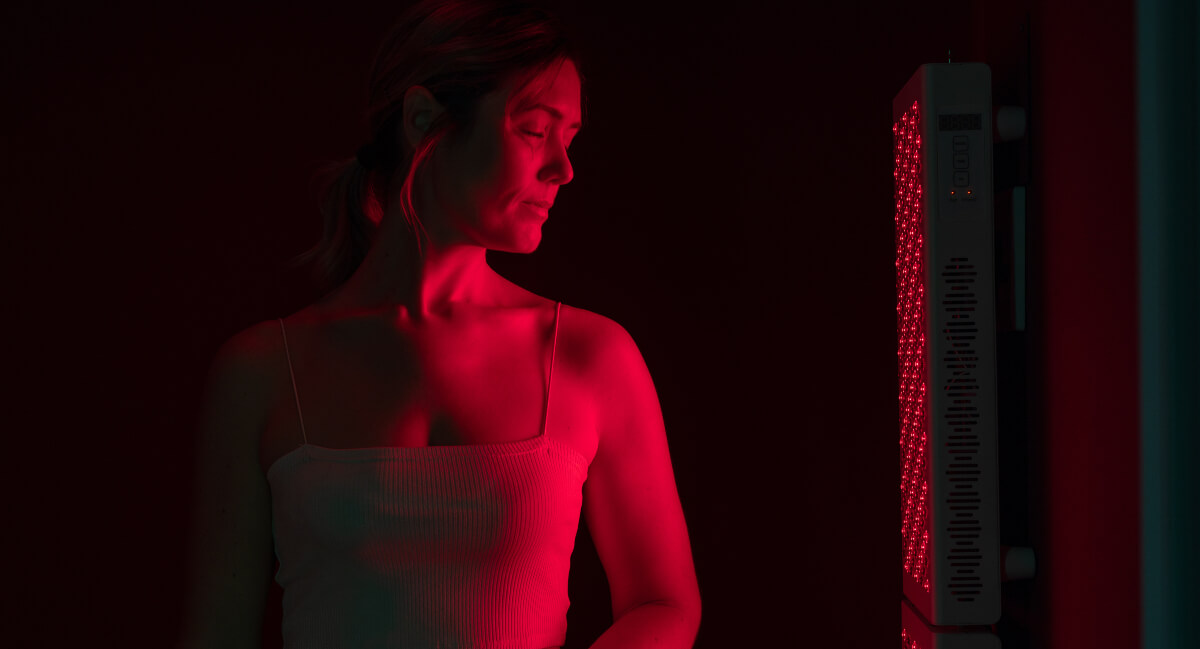 Female patient being treated with infrared therapy