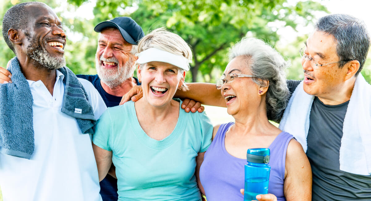 Group of active elderly people