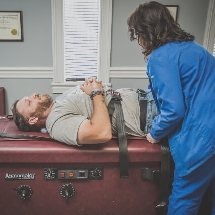 patient on decompression table