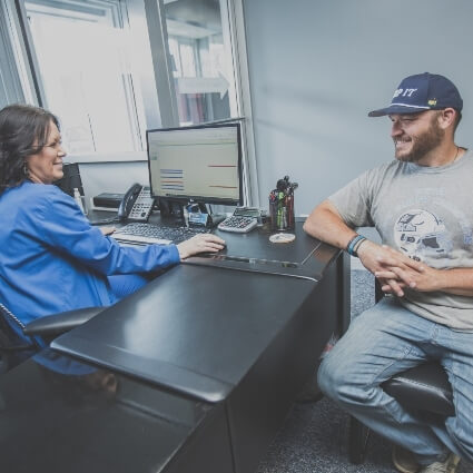 staff talking with patient