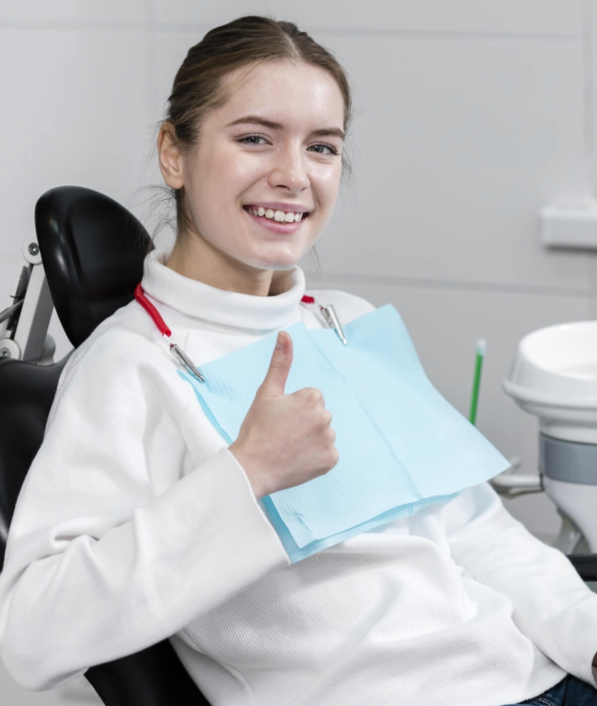 patient giving a thumbs up
