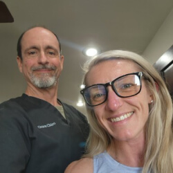 Dr. Clay with patient