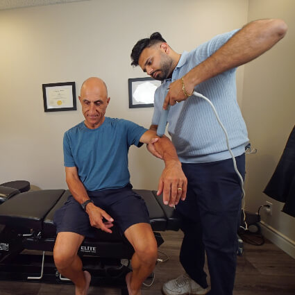 Laser therapy on arm