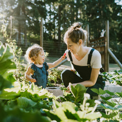mother and daughter gardening