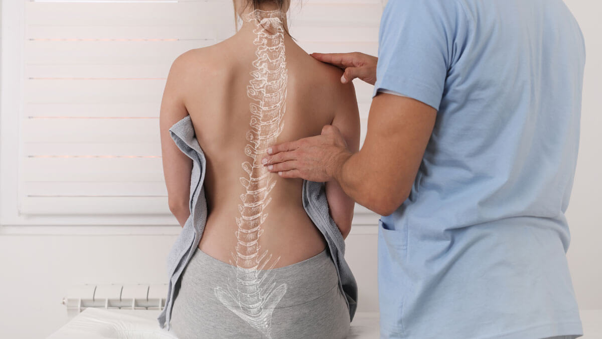 Spine illustration on woman's back
