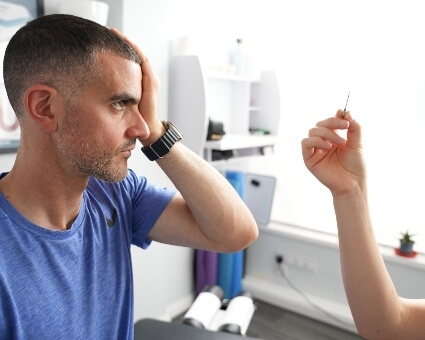 Eye test male patient