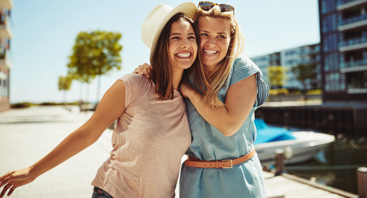 Happy woman hugging