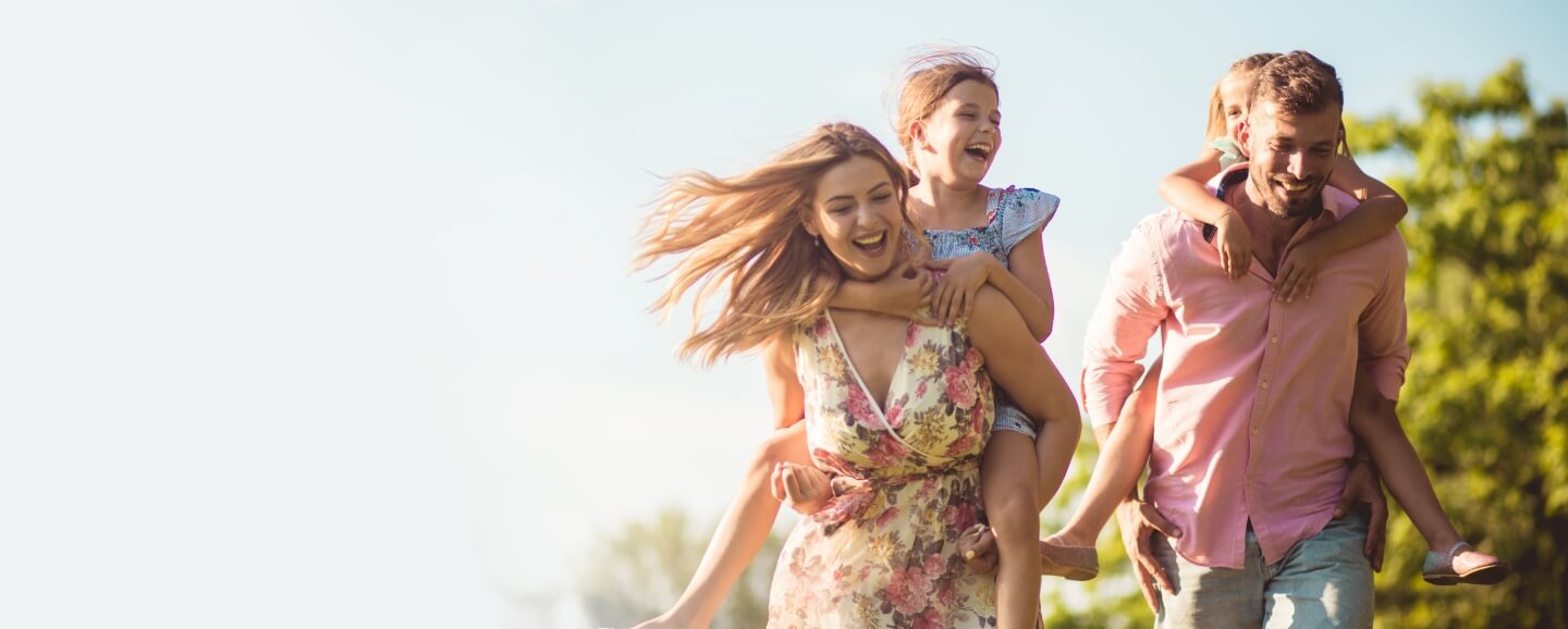 family playing outside