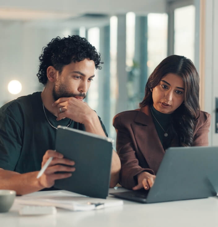 person looking at laptop