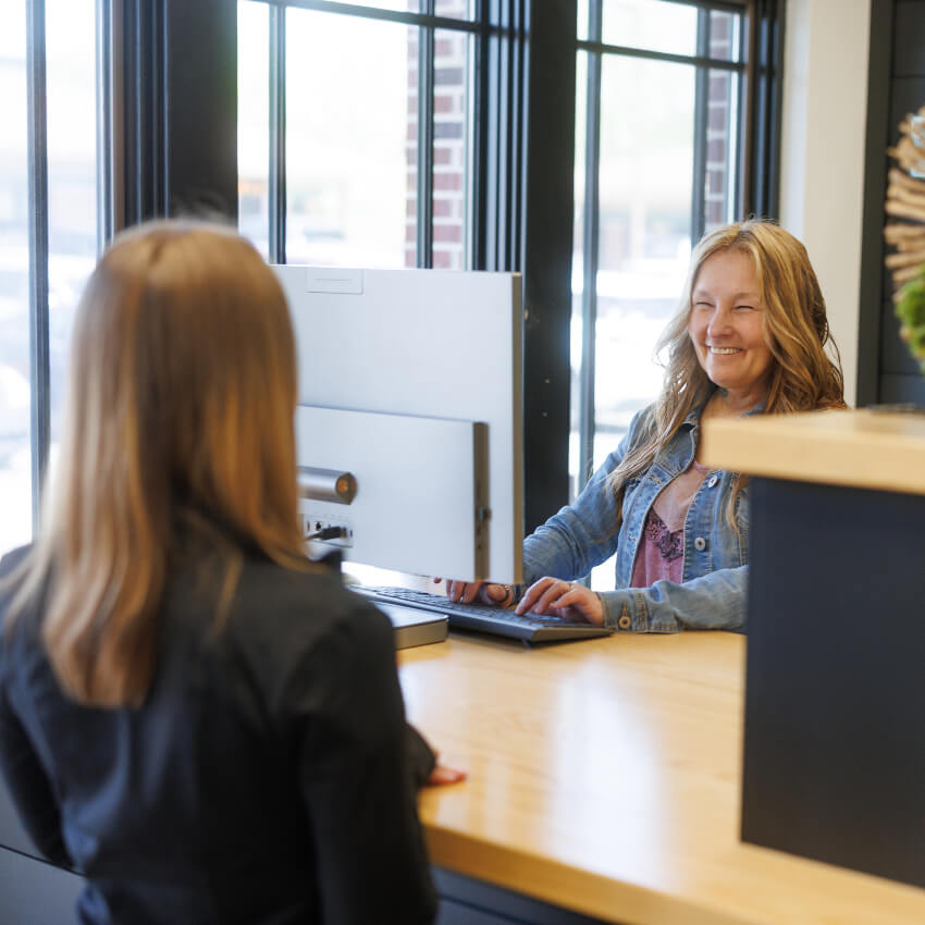 patient checking in at our front desk