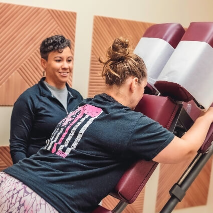 Dr Brnady with patient on hi lo table